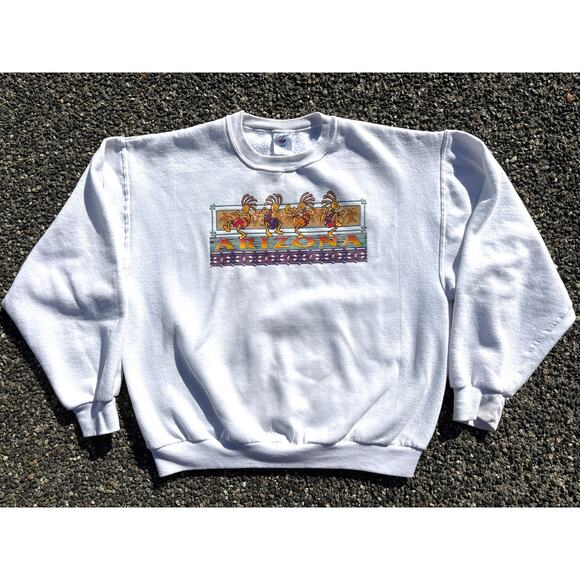 Arizona Santa Fe Tribal Dancer crewneck white sweatshirt Large - Picture 2 of 5